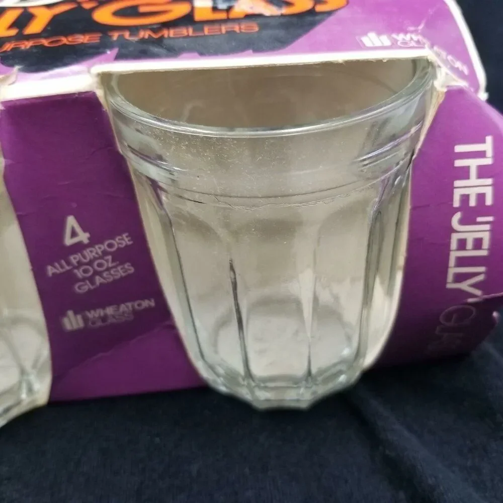 Vintage 80s Wheaton Jelly Glass 4 All Purpose Glass 4